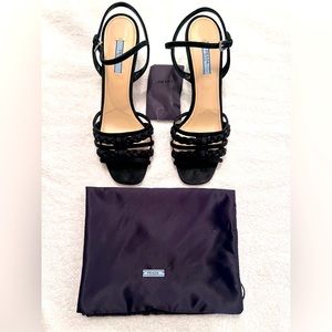 New Prada sandals.  Black suede. Size 39